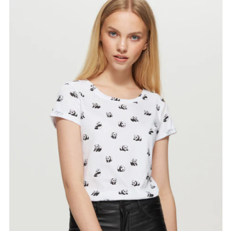All Over Panda Graphic T Shirt White